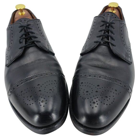 Vintage Allen Edmonds Dress Shoes Men\'s 10.5D Black Leather Cap-toe Oxfords USA main image 10